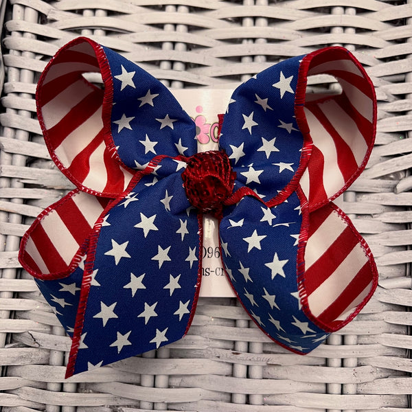 Patriotic Stars and Stripes Hair Bow