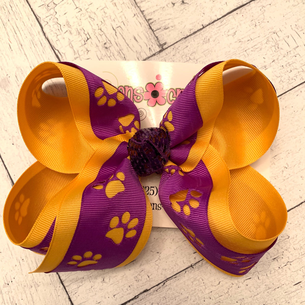 5 Cow Print OTT Hair Bow you Choose Solid Ribbon Color 