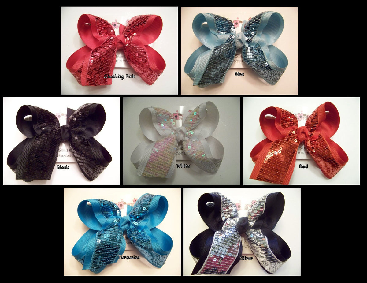 Sequin Ribbon Large Layered Hair Bow – Karens Creations