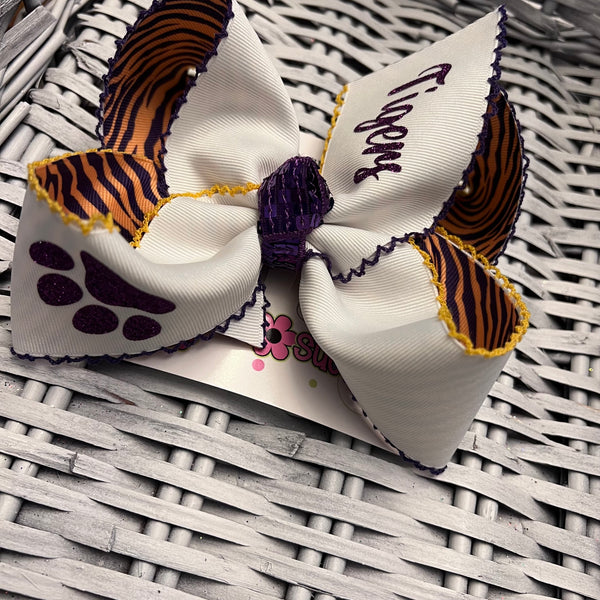 Tigers Moonstitch Glitter Paw Hair Bow