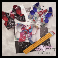 ABC Apple School Print Hair Bow