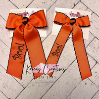 Halloween Boo! Long Tails Hair Bow