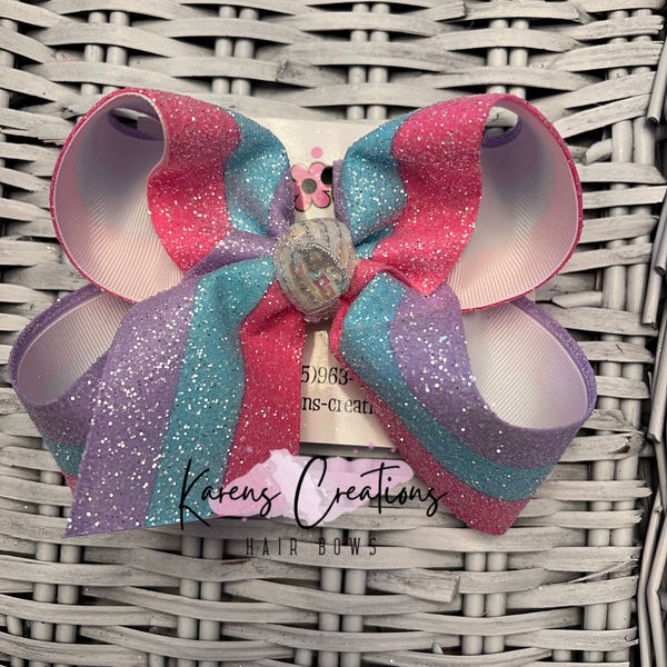 Candied Glitter Stripes Christmas Hair Bow