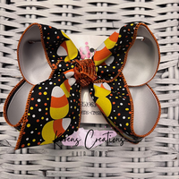 Halloween Candy Corn Dots Hair Bow