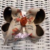 Canvas Thanksgiving Turkey Hair Bow