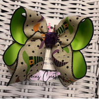 Halloween Canvas Witches Hats Hair Bow