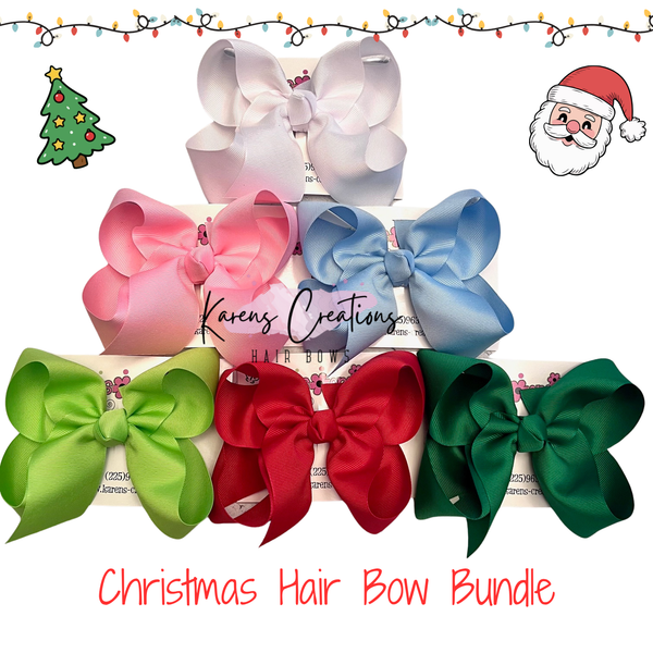 Solid Boutique Christmas Hair Bow Bundle