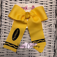 Crayon Themed Personalized Name Monogrammed Hair Bow