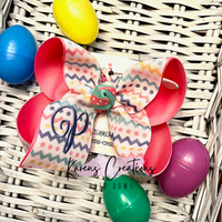 Easter Chevron Monogrammed Hair Bow