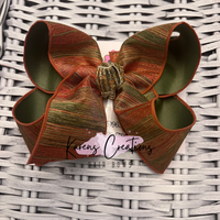 Fall Metallic Stripes Hair Bow