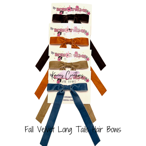 Medium Fall Velvet Long Tails Hair Bow