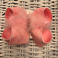 Pink Glitter Lace Jumbo or Large Layered Hair Bow