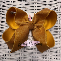 Mustard Fine Glitter Ribbon Hair Bow