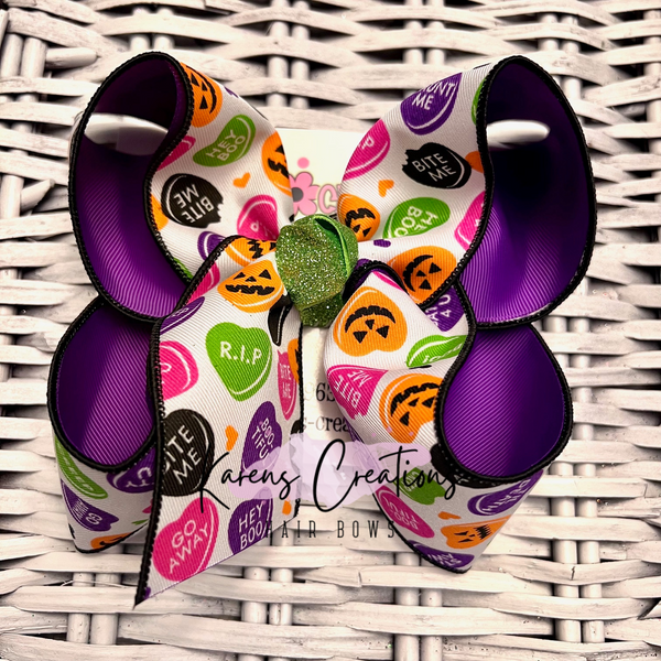 Halloween Conversation Hearts Hair Bow
