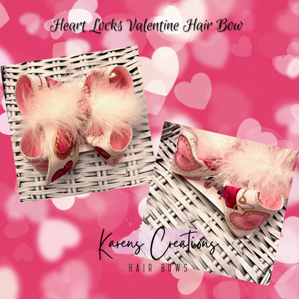 Valentine's Day Heart Locks Hair Bow