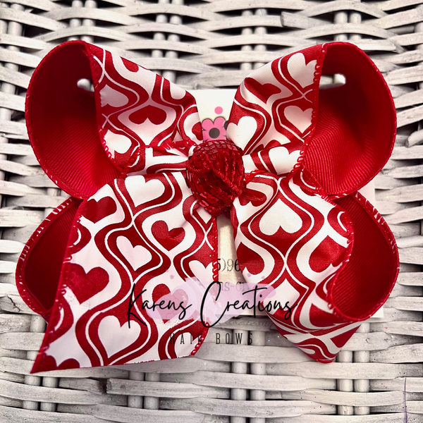 Valentine's Day Hourglass Hearts Hair Bow