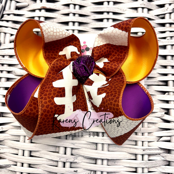 Football Laces Print School/Team Hair Bow
