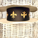 Black w/Gold Fleur De Lis Grosgrain Ribbon - 5 Yards