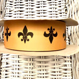 2" Gold w/Black Fleur De Lis Grosgrain Ribbon - 5 Yards
