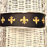 Black w/Gold Fleur De Lis Grosgrain Ribbon - 5 Yards