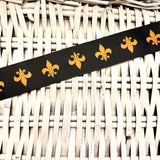 Black w/Gold Fleur De Lis Grosgrain Ribbon - 5 Yards