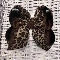 Canvas Glitter Leopard Print Hair Bow