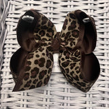Canvas Glitter Leopard Print Hair Bow