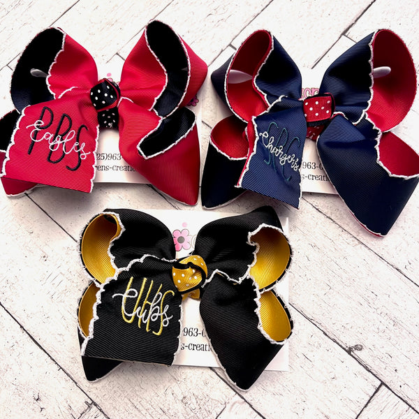 Moonstitch Personalized School/Team Embroidered Hair Bow