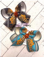 Canvas Leopard Truck Pumpkins Print Hair Bow