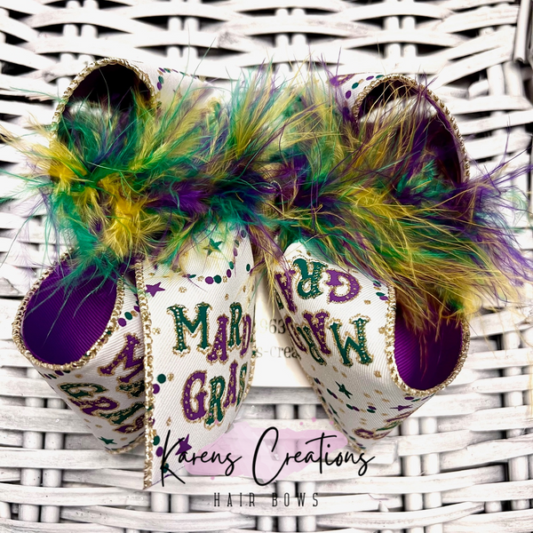 Mardi Gras Beads Hair Bow