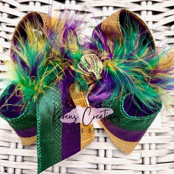 Mardi Gras Dupioni Silk Stripes Hair Bow