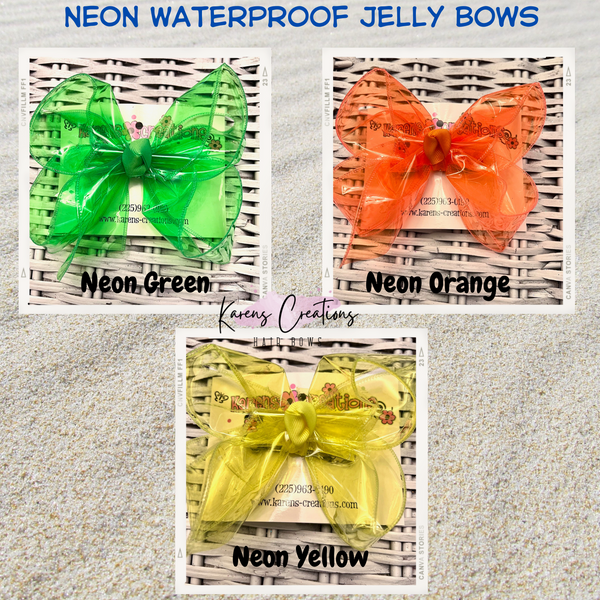 Neon Jelly Waterproof Ribbon Hair Bow