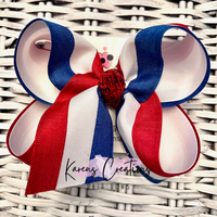 Patriotic Triple Stripe Hair Bow