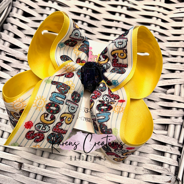 Whimsical Elementary School Grade Class Ribbon Hair Bow