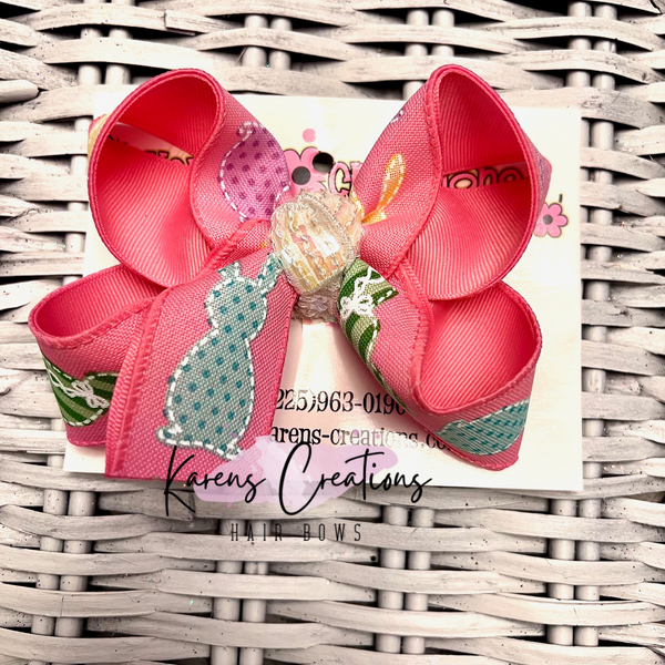 Pink Easter Bunny Patterns Hair Bow