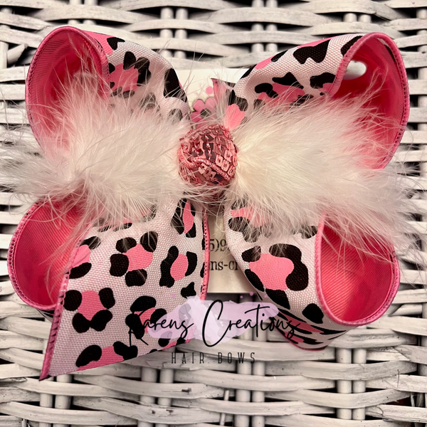 Pink Leopard Print Hair Bow