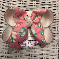 Christmas Pink/Mint Gifts Hair Bow