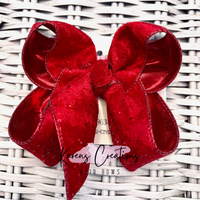 Red Glitter Velvet Hair Bow