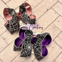 Halloween Spider Web Print Hair Bow