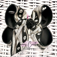 Spooky Mummy Eyes Halloween Hair Bow