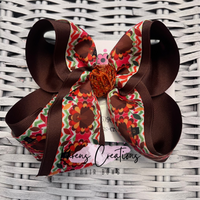 Thanksgiving Turkey Print Hair Bow