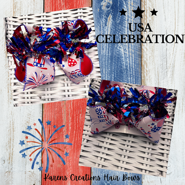 Patriotic USA Celebration Hair Bow