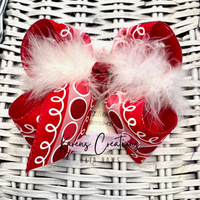 Valentine Glitter Circles/Loops Hair Bow