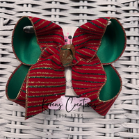 Christmas Velvet Glitter Stripes Hair Bow