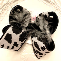 Canvas Cow Print Jumbo or Large Layered Hair Bow