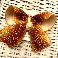 Faux Deer Print Jumbo or Large Layered Hair Bow